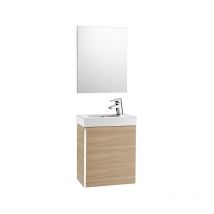 Meuble + lave-mains + miroir 45cm Roca mini - Chêne