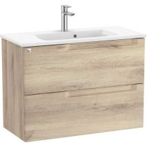 Roca - Pack Unik mueble base compacto de dos cajones + lavabo aleyda Color: Beige Madera - Medidas: 805x380x565 mm
