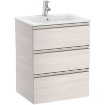 Roca - Pack Unik mueble base de 3 cajones + lavabo central the gap Color: Fresno nórdico - Medidas: 605x460x763 mm