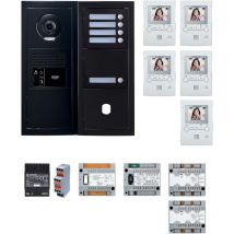 Pack gt vidéo 5 bp programmé avec platine noire satin Aiphone 200457