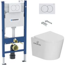 Pack wc bâti-support Duofix 112cm + wc suspendu Ceramia Tornado Rimless + abattant SoftClose + plaque blanche (CETORGEB3)