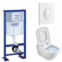 Pack wc Grohe Rapid sl + Cuvette gap Cleanrim Roca + Plaque Blanche