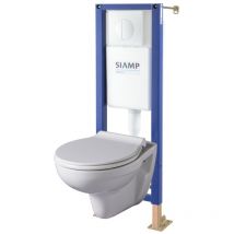 Pack wc suspendu bati Siamp universel + cuvette sans bride Erina