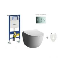Pack Wc suspendu Geberit sans bride Plaque de commande Geberit Sigma01 chromé brillant
