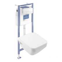 Pack wc suspendu sans bride Villeroy&boch Architectura Twistflush [e³] rond + bâti-support sol et mur + plaque blanc