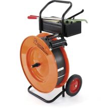 Packset kompl. Spanner, Abrollwagen, Verschlusshülsen, Polypropylenband schwarz