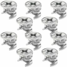Packung Mit 10 Exzentrischen Montagebox-befestigungsstücken Ø15 Mm, Roh Verzinktes Aluminium Für Dicke Platten, Bohrtiefe 12 Mm