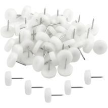 Packung Mit 100 Nagelfüßen Für Möbel, 16 Mm – Bodenschoner Für Hartholzmöbel (16 X 5 X 20 Mm) – Weiß