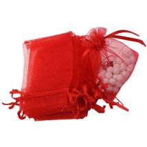 Packung Mit 100 Organza-schmuckbeuteln Mit Kordelzug Für Süßigkeiten, Gastgeschenke Und Mehr (5 X 7 Zoll, Rot)