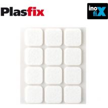 Packung mit 12 weißen synthetischen Klebefilzen 22x22mm Plasfix INOFIX