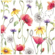 Packung Mit 20 Papierservietten 33 X 33 Cm - Mohnblumenwiese - Ambiente