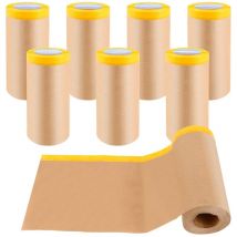 Packung Mit 8 Rollen Abdeckpapier, 30 Cm X 15 M, Mit Klebeband, Für Putz- Und Malerarbeiten