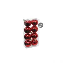 Packung mit 8 Weihnachtskugeln Ø8cm (glänzend) aus rotem und goldenem Kunststoff
