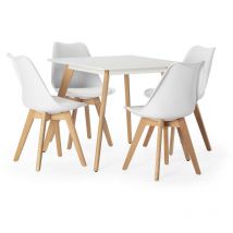 Vs Venta-stock - Packung Mit Esstisch 80x80 Cm Und 4 Stühlen Klara Weiß