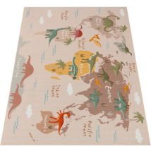 Paco Home - Tapis Chambre Enfant Bebe Fille Garcon Motif Animal Antidérapant Beige Marron 200x290 cm