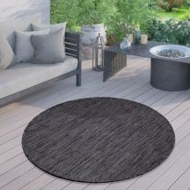 Alfombra Exterior Redonda Intemperie Balcón Terraza Cocina Motivo Monocolor Antracita, ø 200 cm redon - Paco Home