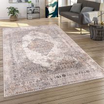 Alfombra Pelo Corto Salon Moderna Motivo Oriental Ornament Con Ribete Mandala Gris, 120x160 cm - Paco Home