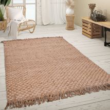 Alfombra Salón Fibras Naturales Yute Hecha a Mano Motivo Moderno Abstracto 240x340 cm, Naturaleza 3 - Paco Home