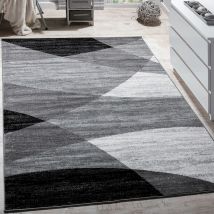 Alfombra Salón, Motivos Modernos, Pelo Corto Atemporal Con Diseño Geométrico 80x250 cm, Gris - Paco Home
