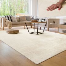 Alfombra Moderna para Salón a Pelo Corto Lavable Suave Uni Efecto Piel Antideslizante 100x200 cm, Crema - Paco Home