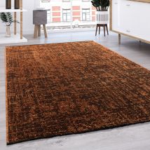 Paco Home - Alfombra Tejido Plano Salon Moderna Lisa Color Pastel Con Flecos 60x100 cm, Cobre