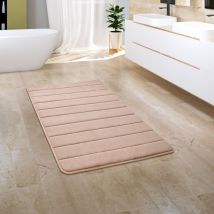 Badezimmerteppich Badematte Badteppich Badvorleger Flauschig Memory Foam 3D Beige 3, 65x120 cm - Paco Home