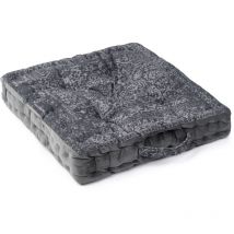 Paco Home - Cojín De Suelo Asiento Varios Colores Interior Redondo Yoga Meditación Negro, 50x50x8cm