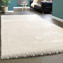 Paco Home - légant Tapis Shaggy Poils Hauts Uni Moelleux Brillant En Blanc Crème 160x230 cm