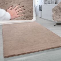 Paco Home - Hochflor Teppich Wohnzimmer Super Softes Kaninchenfell Imitat Kunstfell Beige 80x150 cm