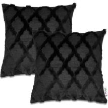 Paco Home - Housse De Coussin Décoratif Housses De Coussin Motif Scandinave Lot De 2 Canapé 2pcs-Set, Noir 2