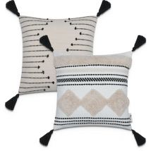 Housse De Coussin Décoratif Housses De Coussin Motif Scandinave Lot De 2 Canapé 2pcs-Set, Noir 5 - Paco Home