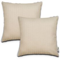 Housses De Coussin Décoratif Velours Côtelé Housse De Coussin Lot Canapé Beige 1, 2pcs-Set - Paco Home