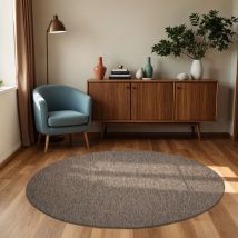 In- & Outdoor Teppich Flachgewebe einfarbig modern wetterfest für Terrasse Küche Taupe, 160 cm Rund - Paco Home