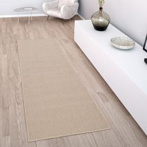 Paco Home Outdoor Teppich wetterfest Garten & Terrasse flachgewebt Uni Sisaloptik robust 60x100 cm, Beige