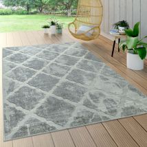 In- & Outdoor Teppich, Terrasse u. Balkon, Wetterfest Modern Geometrische Muster 160 cm Rund, Grau 2 - Paco Home
