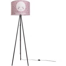 Kinderlampe Stehlampe Kinderzimmer Lampe Mit Mond-Motiv Deko Stehleuchte E27 Dreibeinig Schwarz, Pink (Ø45.5 cm) - Paco Home