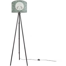 Lampada da bambini lampada da terra lampada con motivo con luna, E27 Nero con tre gambe + lampadina, Grigio (Ø38 cm) - Paco Home