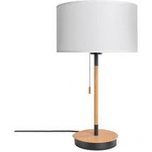 Lampada Da Terra Soggiorno Paralume Stoffa Da Tavolo Tessuto E27 Da Notte Bianco (Ø28cm), Lampada da tavolo - Nero - Paco Home