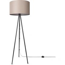 Lampadaire Salon Chambre Tripode Abat-jour Tissu Lampadaire E27 Uni Lampadaire - Type 2 - Noir, Beige (Ø45,5 cm) - Paco Home
