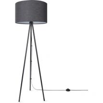 Lampadaire Salon Chambre Tripode Abat-jour Tissu Lampadaire E27 Uni Noir (Ø45.5 cm), Lampadaire - Type 2 - Noir - Paco Home