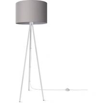 Lampadaire Salon Chambre Tripode Abat-jour Tissu Lampadaire E27 Uni Gris (Ø45,5 cm), Lampadaire - Type 2 - Blanc - Paco Home