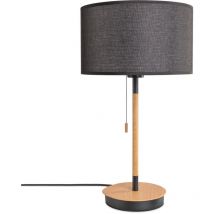 Paco Home - Lámpara Pie Salón Pantalla Tela De Mesa Pantalla Textil E27 Luz Nocturna Negro (Ø28cm), Lámpara de mesa - Negro