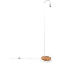 Paco Home - Lampe à Poser Chevet E14 Lampadaire Minimaliste Scandinave E27 Pied Bois Lampadaire, Blanc