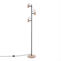 Paco Home - Lampe à Poser Chevet E14 Lampadaire Minimaliste Scandinave E27 Pied Bois Lampadaire, Natur (Ø23,5 cm) (de)