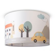 Paco Home - Plafonnier Chambre Enfant Suspension Chambre Bébé Pompier Rue Police E27 Design 2 (Ø45,5 cm), Plafonnier - Blanc