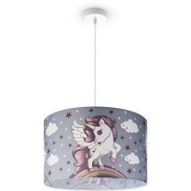 Paco Home - Plafonnier Chambre Enfant Suspension Chambre Bébé Pompier Rue Police E27 Lampe à suspension - Blanc, Design 4 (Ø45,5 cm)