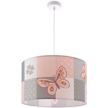Paco Home - Plafonnier Suspension Chambre Enfant Abat-Jour Tissu Rond Coloré Bébé E27 Lampe à suspension - Blanc, Crème (Ø455cm)