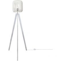 Stehlampe Modern Wohnzimmer Schlafzimmer Rattan Optik Boho Korb Stehleuchte E27 Weiß (Ø28 cm), Stehleuchte Weiß - Paco Home