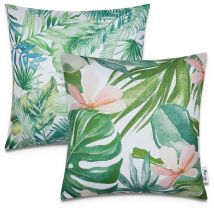 Paco Home - Lot De 2 Housse Coussin 45x45 Housse Coussin Déco Rayures Intérieur Extérieur Vert, 2pcs-Set