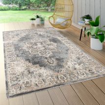 Outdoor Teppich Wetterfest Balkon Küche Marokkanisch Muster Mandala Grau Beige 140x200 cm - Paco Home